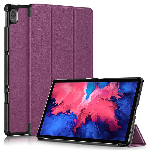 Etui en PU sommeil et réveil automatique à trois volets avec support violet pour votre Lenovo Tab P11 TB-J606F