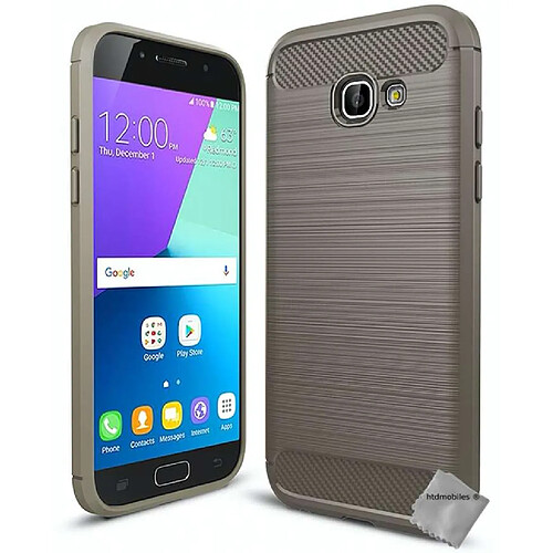 Htdmobiles Coque silicone gel carbone pour Samsung Galaxy A3 (2017) + film ecran - GRIS