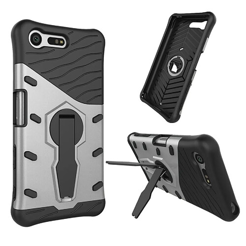 Wewoo Coque renforcée argent pour Sony Xperia X Compact résistant aux chocs 360 degrés Spin Tough Armure TPU + PC combinaison étui avec support