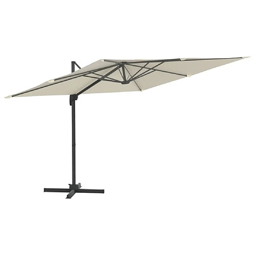 Maison Chic Parasol Jardin | Parasol déporté avec mat en aluminium Blanc sable 300x300 cm - GKD92636