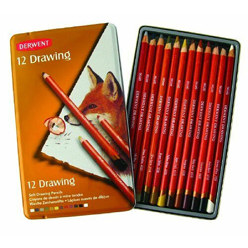 Derwent Crayons à dessin Boîte métal de 12 (Import Royaume Uni)