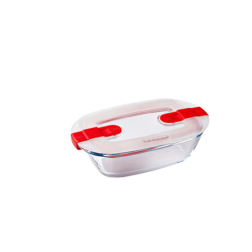 Pyrex PLAT RECTANGULAIRE 0L4 17*10CM AVEC COUVERCLE BOUTON VAPEUR COOK&HEAT