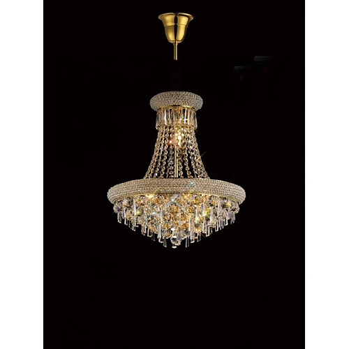 Luminaire Center Suspension Alexetra 9 Ampoules doré/cristal