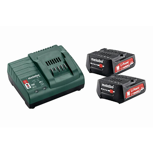 Pack énergie 12V METABO - Pack 2 Batteries 12 Volts + chargeur 2 x 2,0 Ah Li-Power, SC 30 - 685300000