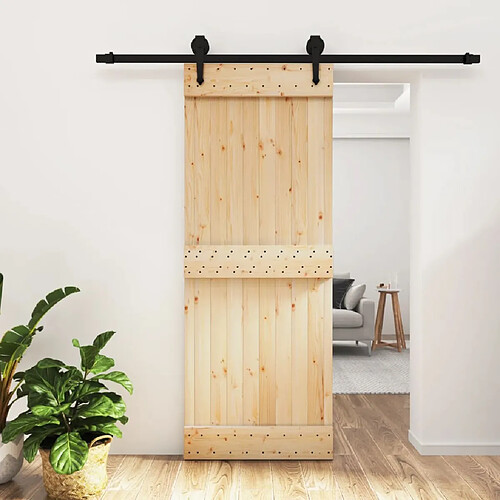 vidaXL Porte coulissante et kit de quincaillerie 80x210 cm pin massif