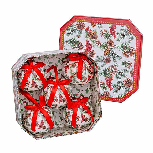 BigBuy Christmas Boules de Noël Multicouleur Papier Polyfoam 7,5 x 7,5 x 7,5 cm (5 Unités)