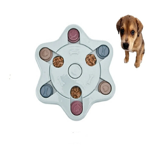 Wewoo Jouet pour Nourriture chien plaque tournante manger puzzle fournitures de bol de anti-fracassantstyle style hexagone bleu