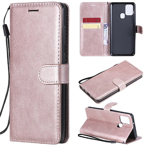 Etui en PU avec support or rose pour votre Samsung Galaxy A21s