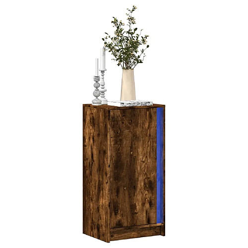 vidaXL Buffet avec LED chêne fumé 42,5x34x85 cm bois d'ingénierie