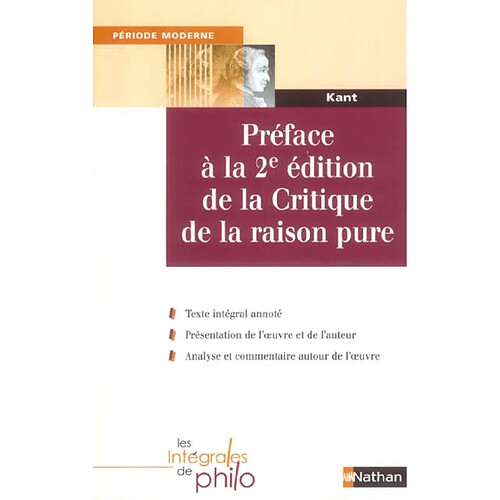 Préface à la 2e édition de la Critique de la raison pure · Occasion