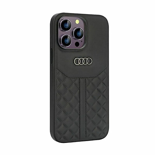 Audi Coque rigide en cuir véritable pour iPhone 14 Pro Max 6,7`` Noir AU-TPUPCIP14PM-Q8/D1-BK