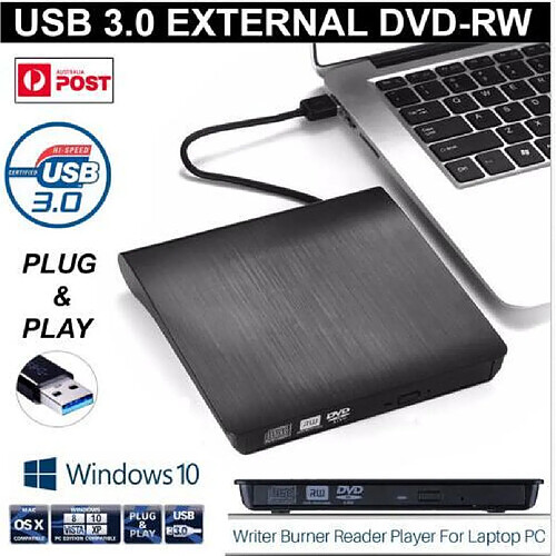 Audew Lecteur DVD externe Slim USB 3.0 DVD-RW Lecteur CD-RW Lecteur de graveur combiné