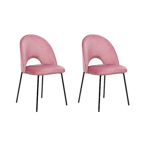 Beliani Chaise de salle à manger COVELO Set de 2 Velours Rose