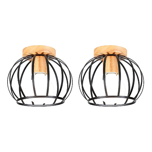 Stoex (2X) Plafonnier Moderne Lampe de Plafond Cage en Métal Plafonnier Rétro Luminaire Plafonnier Intérieurs Pour Couloir Chambre Cuisine Salon, Noir