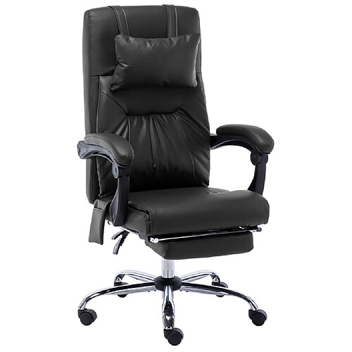 Helloshop26 Chaise fauteuil siège de bureau informatique étude de massage similicuir noir 02_0024018