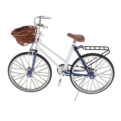 1/10 Bambou Panier Bicyclette Modèle Jouet Décoration Blanc