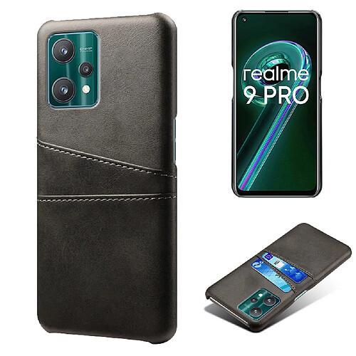 Coque en TPU + PU avec porte-cartes, noir pour votre Realme 9 Pro