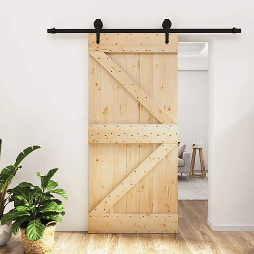 vidaXL Porte coulissante et kit de quincaillerie 95x210 cm pin massif