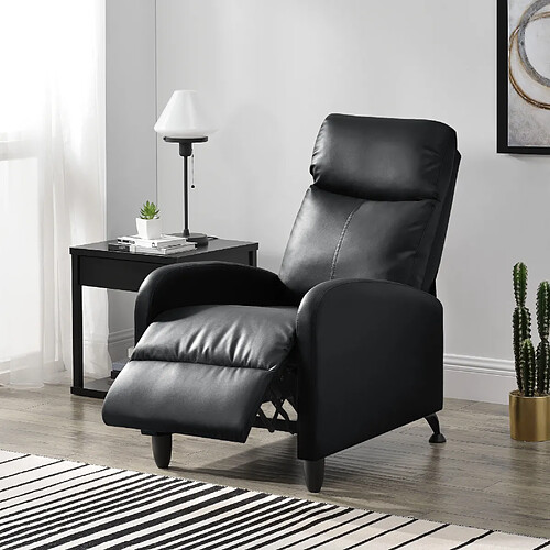 Fauteuil Relaxant Bregenz Inclinable et Repose-Pieds Similicuir Noir [en.casa]