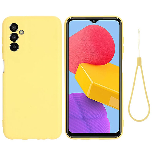 Coque en silicone anti-rayures avec sangle pour votre Samsung Galaxy M13 4G - jaune