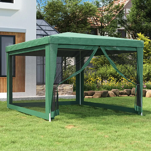 vidaXL Tente de fête avec 4 parois latérales en maille Vert 3x4 m PEHD