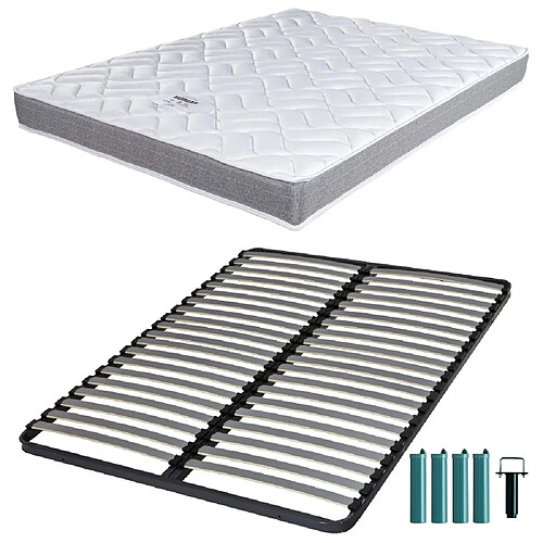 Ebac Matelas mousse + Sommier métal C220 120x190 Morgan - Hauteur 17 cm - Soutien ferme