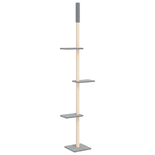 Helloshop26 Arbre à chat meuble tour grimper jouet grattage grattoir escalade plateforme du sol au plafond clair 267,5-297,5 cm gris 02_0022757