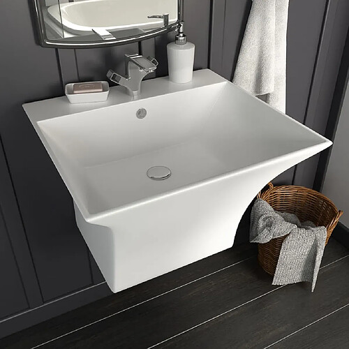 vidaXL Lavabo mural Céramique Blanc 500 x 450 x 410 mm