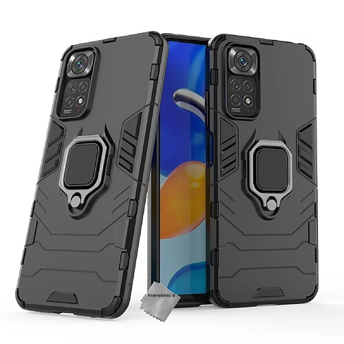 Htdmobiles Coque rigide anti choc pour Xiaomi Redmi Note 11 4G / Redmi Note 11S + verre trempe - NOIR