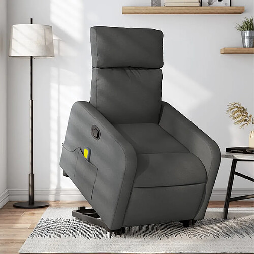 vidaXL Fauteuil de massage inclinable Gris foncé Tissu