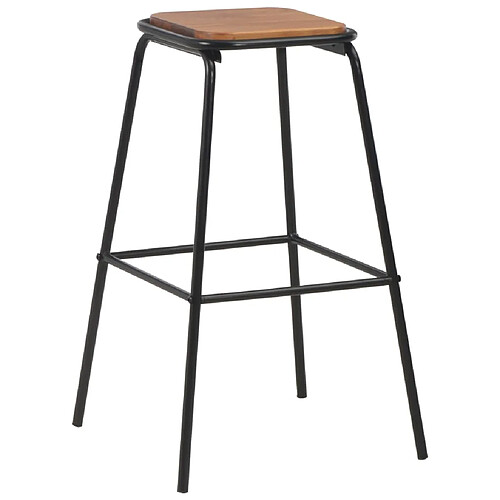 Helloshop26 Lot de deux tabourets de bar design chaise siège noir pinède solide acier 1202081