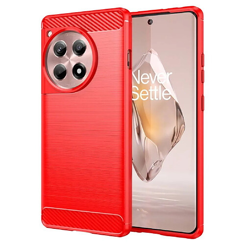 Htdmobiles Coque pour OnePlus 12R 5G - housse etui silicone gel carbone + film ecran - ROUGE