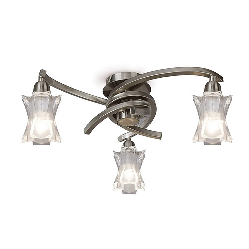 Inspired Plafonnier à 3 lumières L1/SGU10, nickel satiné, lampes CFL INCLUSES