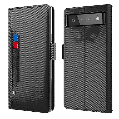 Universal Google Pixel 6 Pro Pu Leather Flip Case avec emplacements de carte / fermeture magnétique / Kickstand