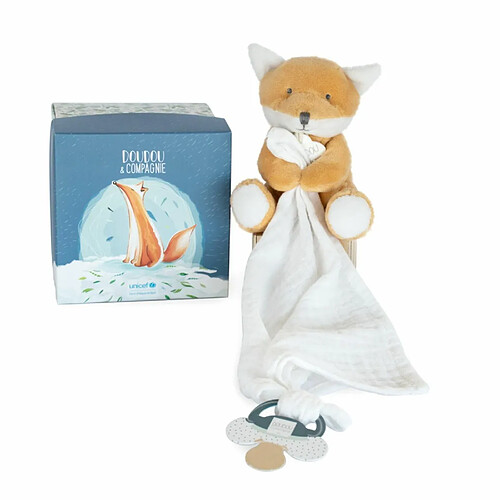 Doudou attache sucette renard UNICEF - Doudou et compagnie