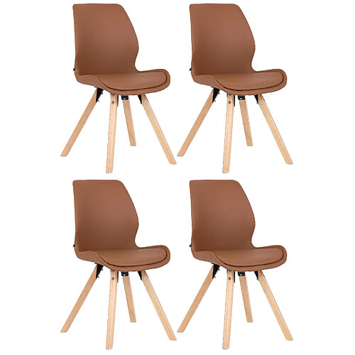 Decoshop26 Lot de 4 chaises de salle à manger design scandinave assise en PVC marron clair et pieds en bois clair 10_0001849