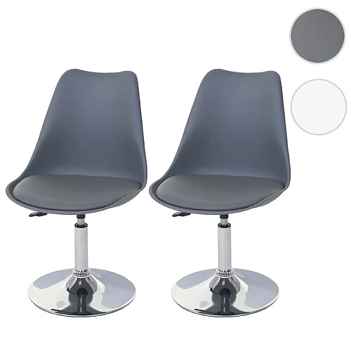 Mendler 2x chaise pivotante Malmö T501, réglable en hauteur, similicuir ~ gris foncé