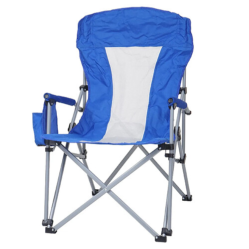 Decoshop26 Chaise de camping pliable pêche avec porte-gobelet housse de protection lavable tissu bleu 04_0006243