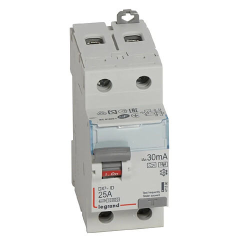 interrupteur différentiel legrand dx3 25a 30ma 2 poles type hpi - vis / vis