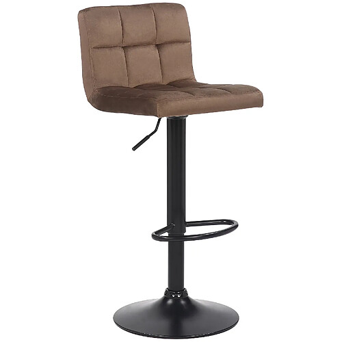 Decoshop26 Tabouret de bar en velours marron avec pieds en métal noir assise rembourée repose-pieds pivotant TDB10180