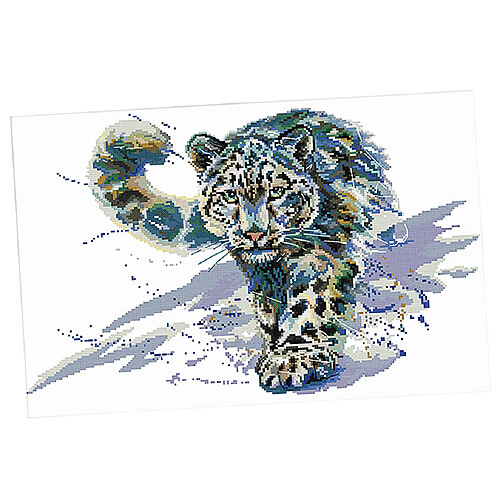 Kit de départ estampé bricolage pour point de croix pré-imprimé Snow Leopard 11CT 63x44cm