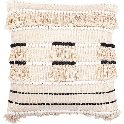 ICONIK INTERIOR Coussin carré design boho Bali en coton, coussin + rembourrage - Juno Blanc