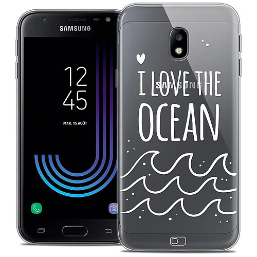 Caseink Coque Housse Etui Samsung Galaxy J3 2017 J320 (5 ) [Crystal Gel HD Collection Summer Design I Love Ocean - Souple - Ultra Fin - Imprimé en France]