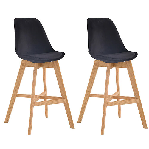 Non Lot de 2 tabourets de bar Cannes velours naturel