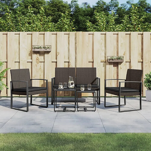 Ensemble à manger de jardin 5 pcs,Table et chaise à dîner marron rotin PP -MN25053