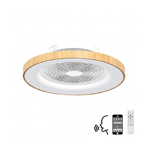 Luminaire Center Plafonnier ventilateur Tibet Effet blanc,bois 1 ampoule 20cm