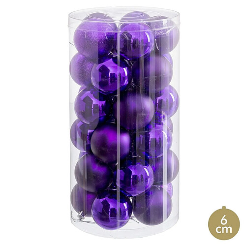 BigBuy Home Boules de Noël Lila Plastique Ø 6 cm (30 Unités)