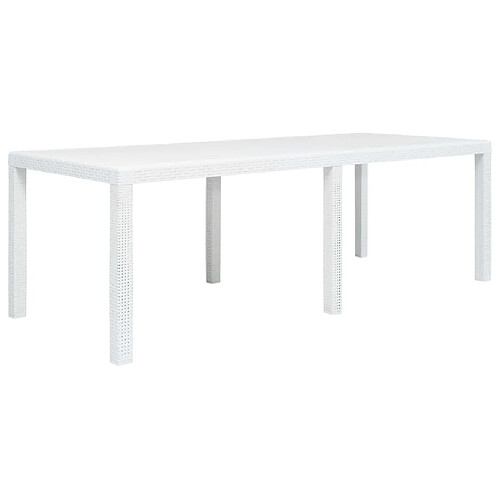 vidaXL Table de jardin Blanc 220x90x72 cm Plastique Aspect de rotin