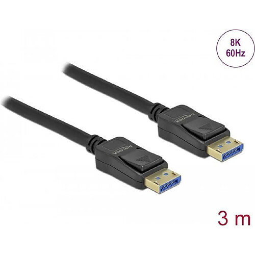 Delock - DisplayPort-Kabel - DisplayPort (M) zu DisplayPort (M) - DisplayPort 2,0 - 3,0m - unterstützt 10K 60 Hz (10,240 x 4320) - Schwarz (80263)