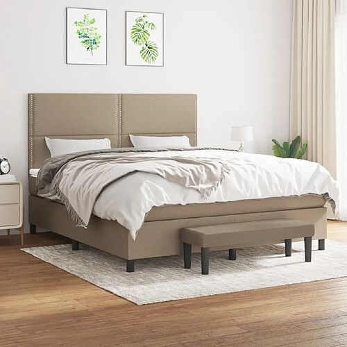 vidaXL Sommier à lattes de lit avec matelas Taupe 180x200 cm Tissu